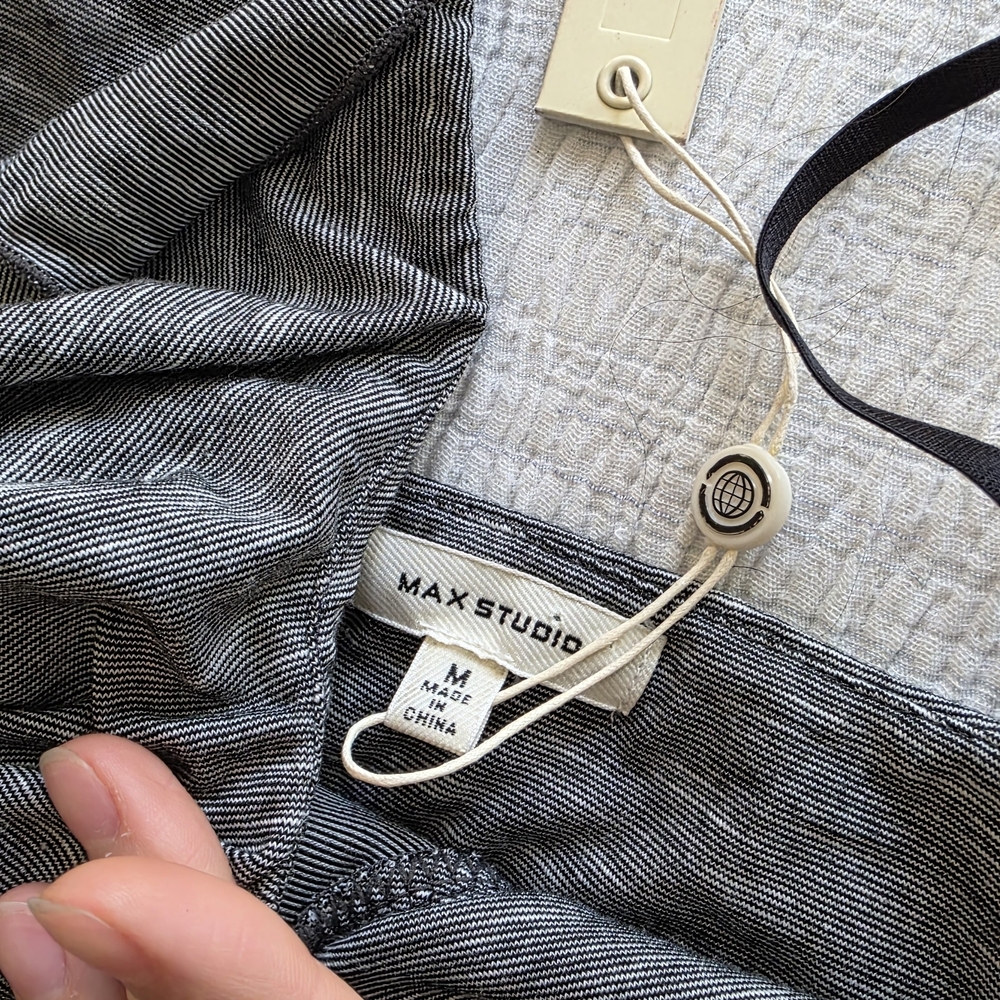 Max Studio Boho Gray Maxi Dress Ruffle Bust Spaghetti Strap Reformation Style M - Picture 3 of 7